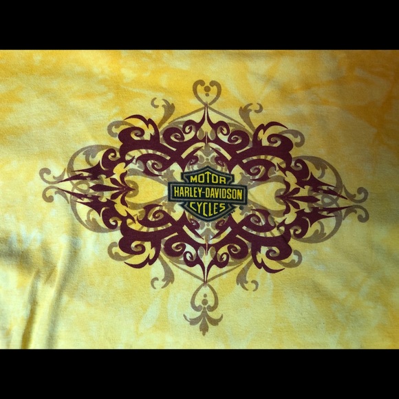 Harley-Davidson Yellow Tye-Dye 3/4 Sleeve - Picture 5 of 6